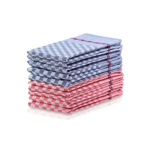 Sada 5 modrých a 5 červených bavlnených utierok DecoKing Checkered