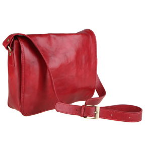 Červená kožená kabelka Chicca Borse Norma