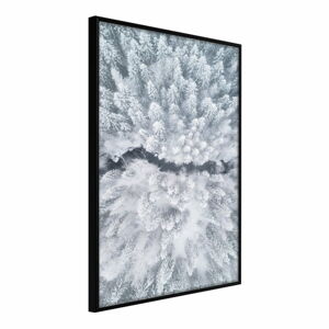 Plagát v ráme Artgeist Winter Forest From a Bird's Eye View, 20 x 30 cm