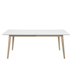Biely rozkladací jedálenský stôl s podnožím z dubového dreva Actona Century, 200 x 100 cm
