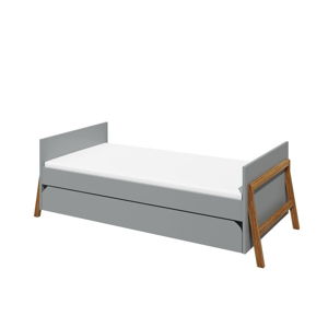 Sivá detská posteľ so zásuvkou BELLAMY Lotta, 80 × 160 cm