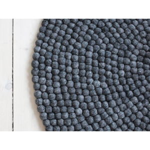 Antracitovosivý guľôčkový vlnený koberec Wooldot Ball rugs, ⌀ 120 cm