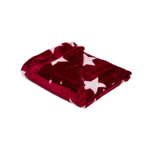Vínovočervená mikroplyšová deka My House Stars, 150 × 200 cm