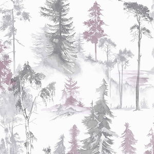 Bielo-sivá nástenná tapeta Graham & Brown Mystical Forest Lilac, 0,52 x 10 m