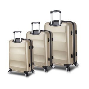 Sada 3 cestovných kufrov na kolieskach s USB porty v zlatej farbe My Valice LASSO Travel Set
