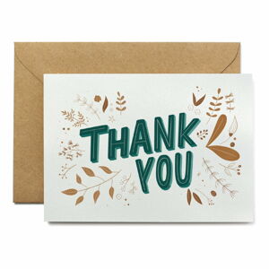 Ďakovná kartička z recyklovaného papiera s obálkou Printintin Thank you, formát A6