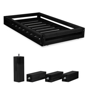 Sada čiernej zásuvky pod posteľ a 4 predĺžených nôh Benlemi, pre posteľ 90 × 200 cm