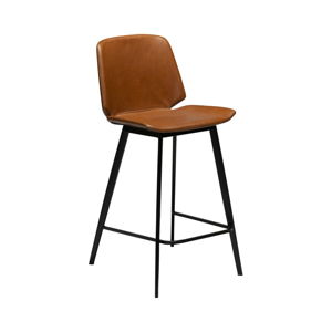 Koňakovohnedá barová stolička z eko kože DAN–FORM Denmark Swing, výška 94 cm