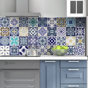 Sada 60 nástenných samolepiek Ambiance Wall Decal Tiles Azulejos Cyprus, 15 × 15 cm