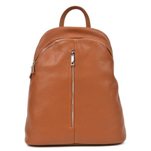 Hnedý kožený batoh Carla Ferreri, 37 x 32 cm