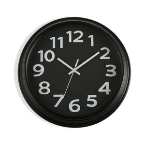 Čierne nástenné hodiny Versa In Time, ⌀ 32,7 cm