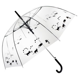 Transparentný tyčový dáždnik Ambiance Cats, ⌀ 100 cm