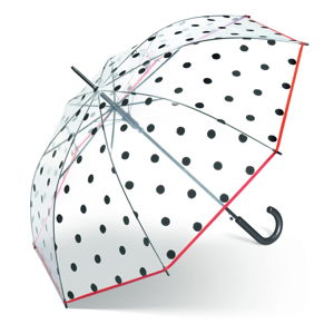 Dámsky transparentný tyčový dáždnik Ambiance Black Dots, ⌀ 95 cm