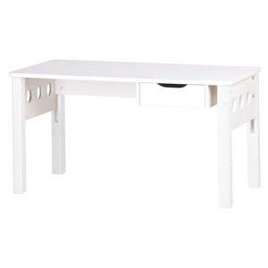 Biely písací stôl z brezového dreva s nastaviteľnou výškou Flexa