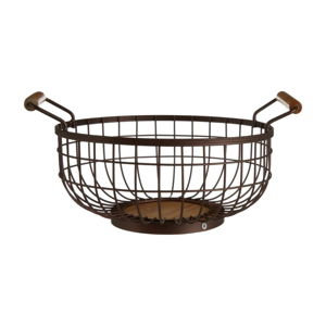 Železný košík na ovocie bronzovej farby s drevenými úchytmi Premier Housewares