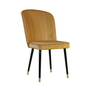 Horčicová jedálenská stolička s detailmi v zlatej farbe JohnsonStyle Leende