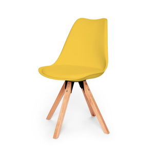 Žltá stolička s podnožím z bukového dreva loomi.design Eco