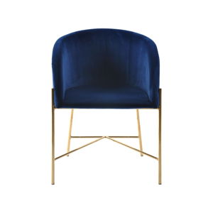 Tmavomodrá stolička s nohami v zlatej farbe Interstil Nelson