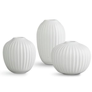 Sada 3 kameninových bielych váz Kähler Design Hammershoi Miniature