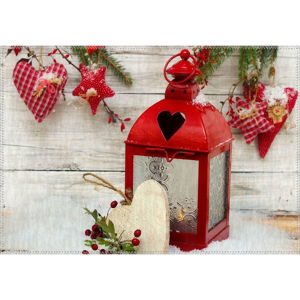 Červené rustikálne svietidlo Koberec Vitaus, vianočné obdobie, 50 x 80 cm