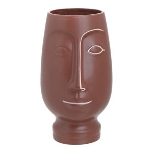 Tehlovočervená keramická váza InArt Face, výška 26 cm