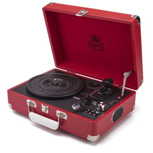 Červený gramofón s rádiom GPO Attache Red