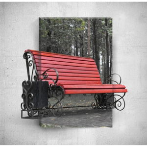 Nástenný 3D obraz Mosticx Red Bench, 40 × 60 cm