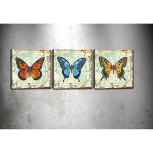 Sada 3 obrazov Tablo Center Butterflies