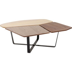 Hnedý stôl s čiernymi detailmi Kare Design Patches, 100 × 36 cm