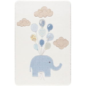 Detský biely koberec Confetti Sweet Elephant, 133 × 190 cm