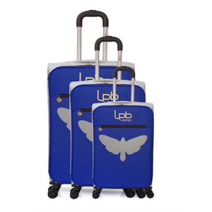 Sada 3 modrých škrupinových kufrov na 4 kolieskach LPB Clara