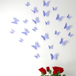 Sada 12 fialových 3D samolepiek Ambiance Butterflies