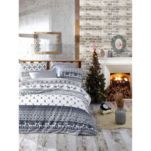 Vianočné bavlnené obliečky na dvojlôžko s plachtou Alesia, 200 × 220 cm