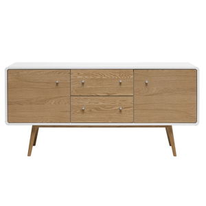 Nízka komoda z dreva bieleho duba Unique Furniture Turin