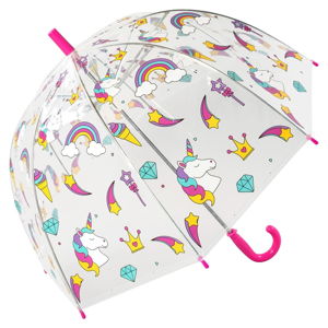 Transparentný detský dáždnik odolný proti vetru Ambiance Unicorn, ⌀ 72 cm