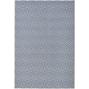 Modrý koberec vhodný aj do exteriéru Karo, 140 × 200 cm