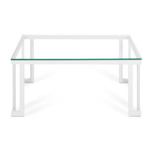 Sklenený exteriérový stôl v bielom ráme Calme Jardin Cannes, 60 x 90 cm