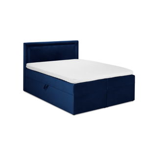 Modrá zamatová dvojlôžková posteľ Mazzini Beds Yucca, 180 x 200 cm