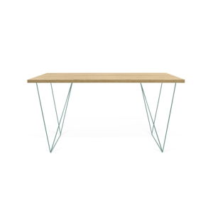 Pracovný stôl so zelenými nohami TemaHome Flow, dĺžka 140 cm