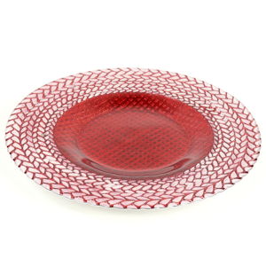 Červený sklenený tanier Unimasa Festive, ø 33 cm