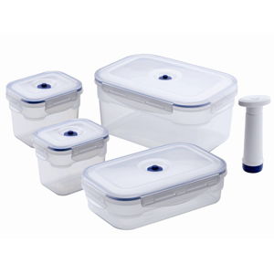 Set 4 boxov na potraviny a vákuovej pumpy Compactor Food Saver