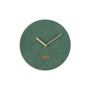 Tmavozelené nástenné hodiny s menčestrom Karlsson Corduroy, Ø 25 cm