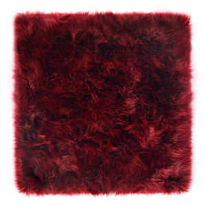 Červený koberec z ovčej kožušiny Royal Dream Zealand, 70 x 70 cm
