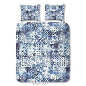Obliečky na dvojlôžko z bavlneného saténu zouzou Sahara Azul, 200 × 200 cm