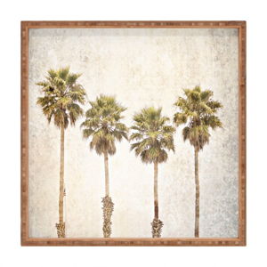 Drevený dekoratívny servírovací podnos Palm Trees, 40 × 40 cm