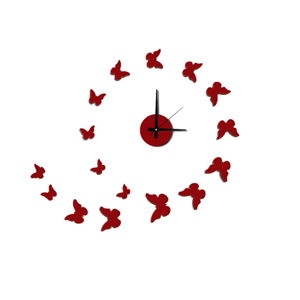 Nástenné nalepovacie hodiny Mauro Ferretti Butterflies Red, ⌀ 60 cm