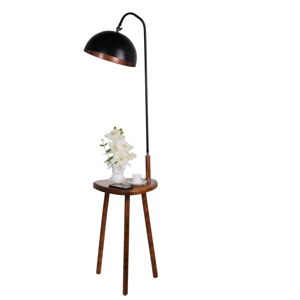 Čierna stojaca lampa s odkladacím stolíkom Opviq lights
