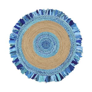 Okrúhly koberec z juty a bavlny Garida Aqua, ⌀ 120 cm