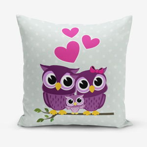 Obliečka na vaknúš s prímesou bavlny Minimalist Cushion Covers Hearts Owls, 45 × 45 cm