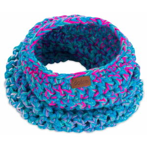 Modrý ručne háčkovaný kruhový šál DOKE Twister